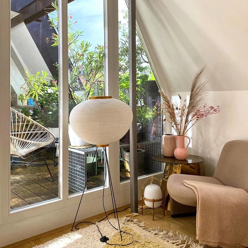 Japanese Washi Paper Floor Lamp for Living Rooms and Restaurants