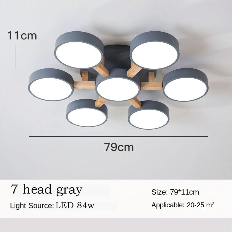 Modern Wooden LED Ceiling Chandelier for Dining Rooms and Contemporary Living Spaces