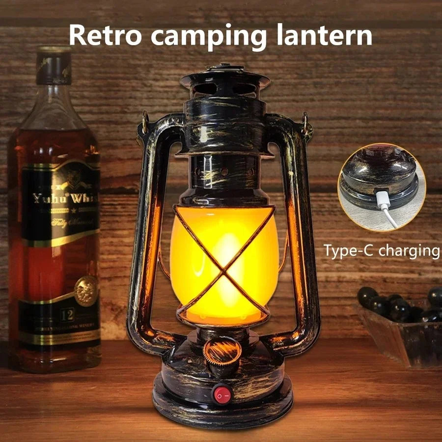 Portable Vintage LED Table Lamp for Cafe Ambiance and Outdoor Living