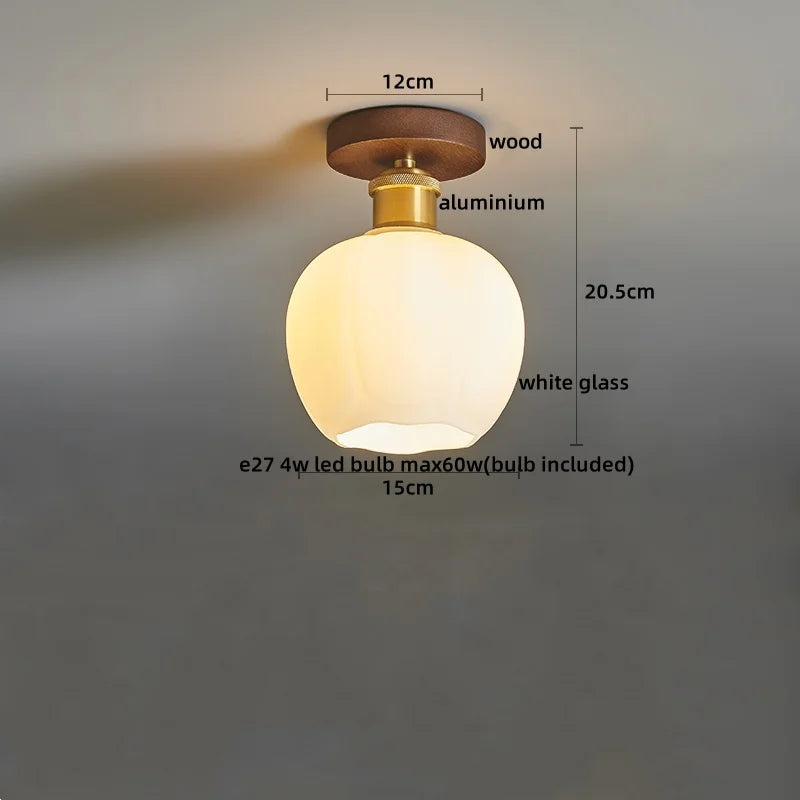 Modern Walnut and Copper LED Ceiling Light for Hallways and Living Rooms