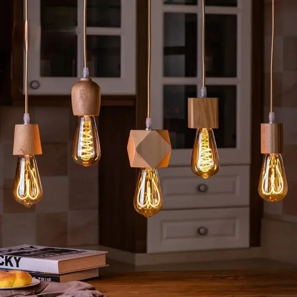 Vintage Wooden Pendant Light for Restaurants and Cozy Home Interiors
