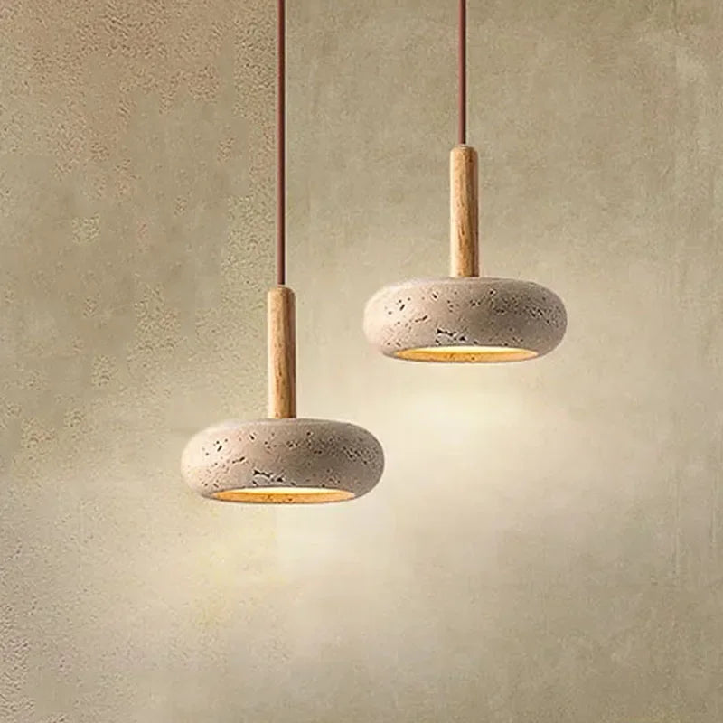 Wabi Sabi Circular Stone Pendant Light for Modern Restaurants and Homes