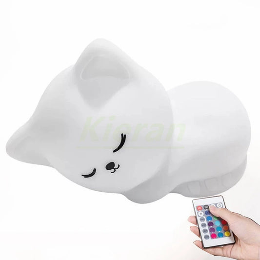 Rechargeable Silicone Cat LED Night Light for Childrens Bedroom and Nursery