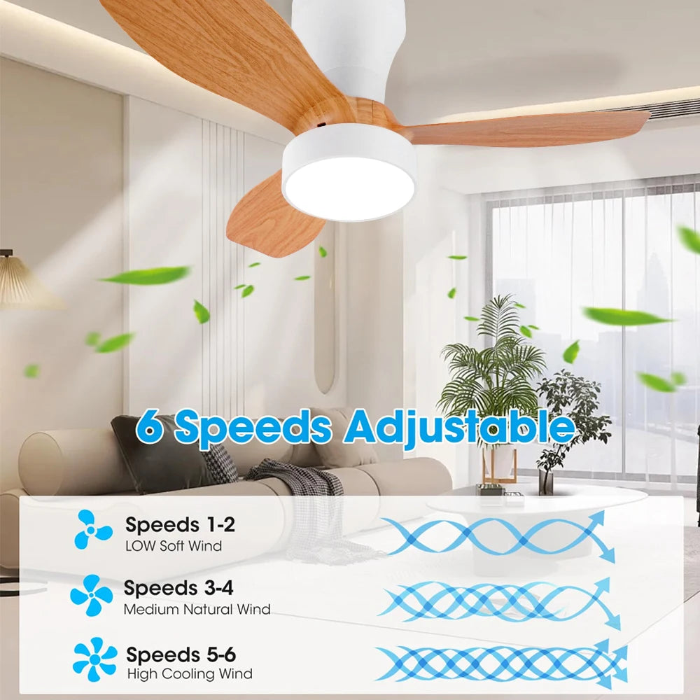 Modern LED Ceiling Fan with Remote for Living Rooms and Bedrooms