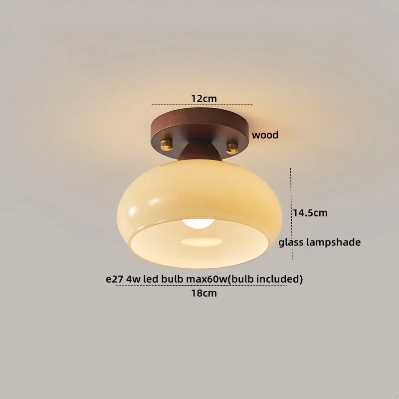 Modern Walnut and Copper LED Ceiling Light for Hallways and Living Rooms