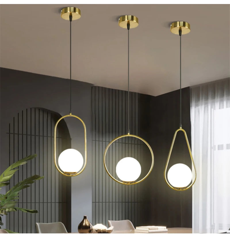 Nordic Glass Globe Pendant Light in Brass for Modern Dining Rooms
