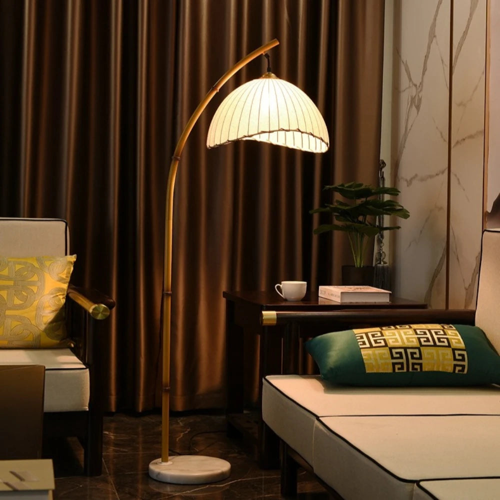 Handmade Bamboo Floor Lamp for Rustic Living Room and Hotel Decor