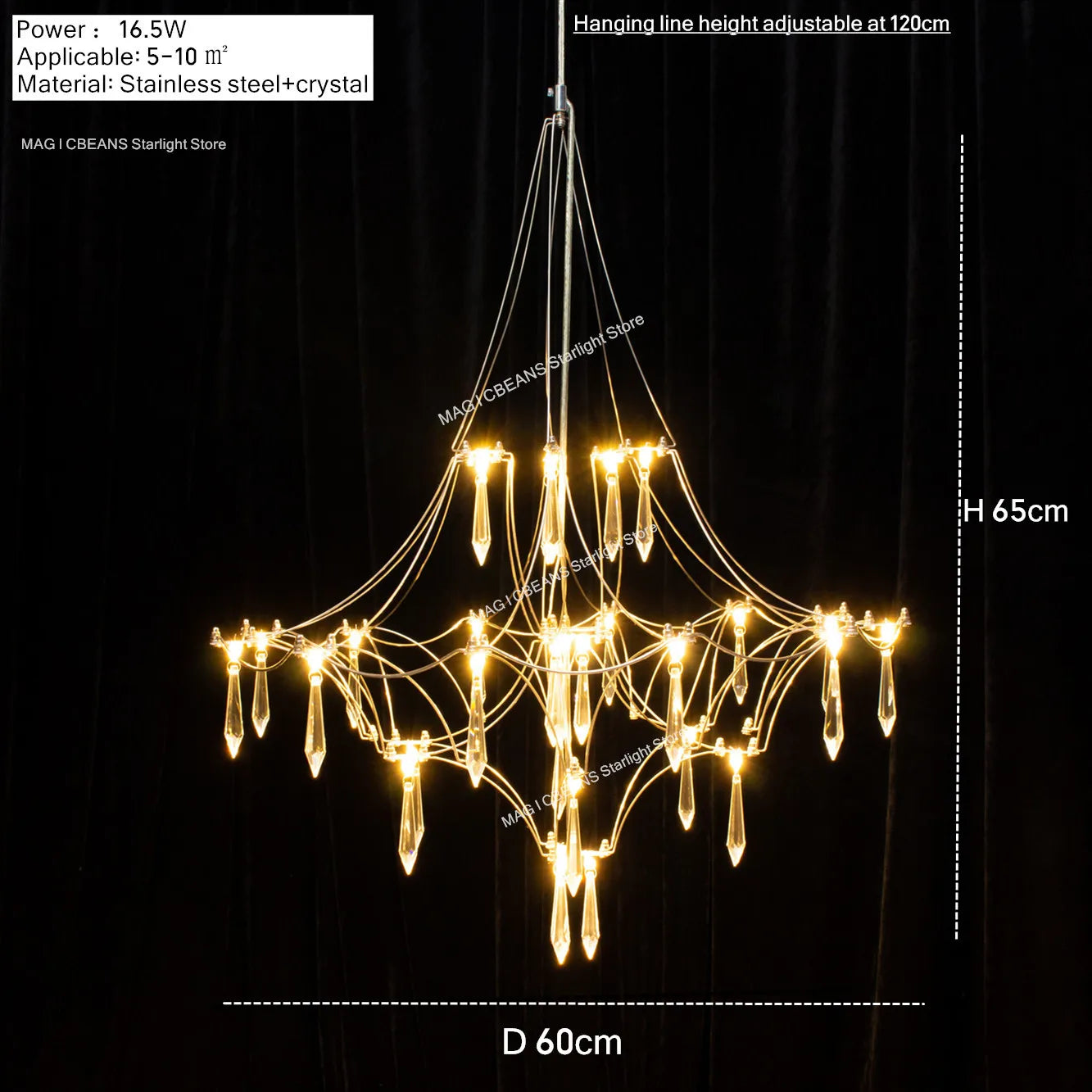 Luxury Starry Crystal Chandelier for Modern Hotel Lobbies and Elegant Dining Spaces