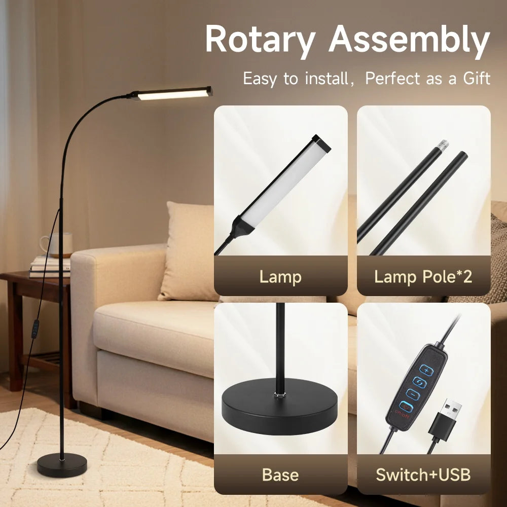 Modern Dimmable LED Floor Lamp with USB for Living Room and Bedroom
