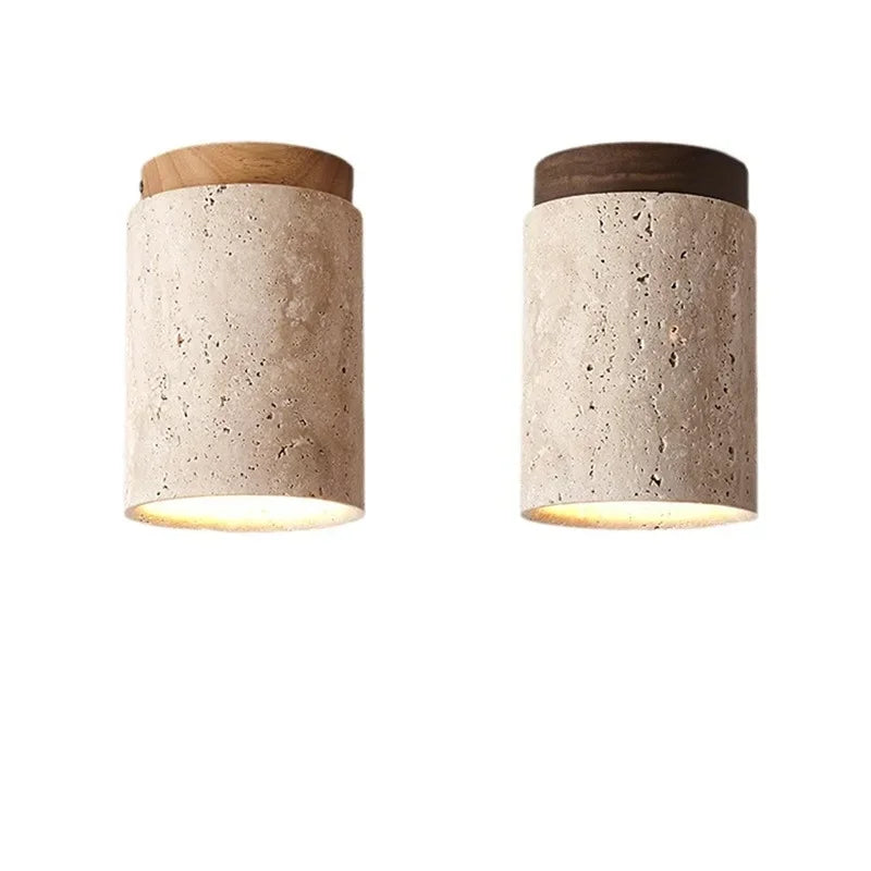 Modern Travertine Stone Flush Mount Ceiling Light for Hallways and Foyers
