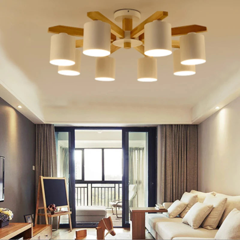 Modern Solid Wood Pendant Light for Dining Rooms and Kitchens