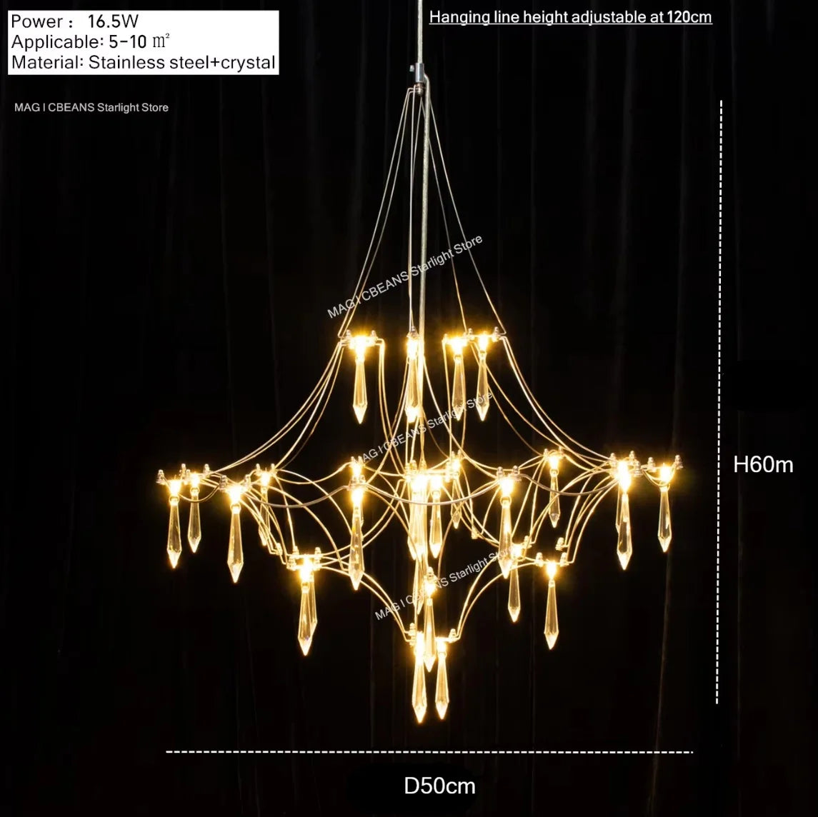 Luxury Starry Crystal Chandelier for Modern Hotel Lobbies and Elegant Dining Spaces
