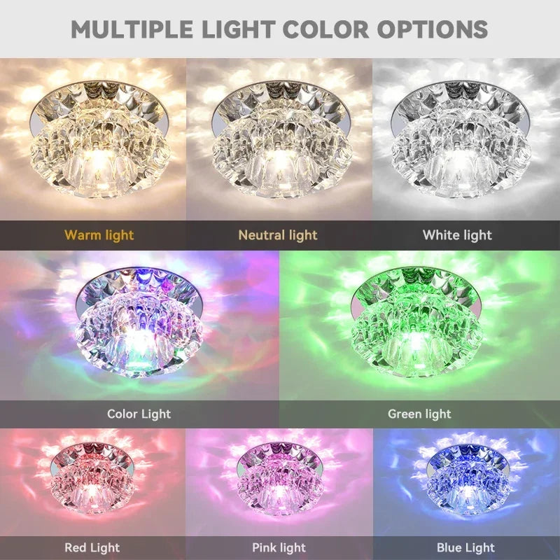 Modern Crystal LED Flush Mount Ceiling Light for Living Rooms and Hallways