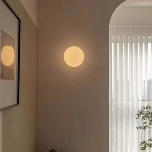 Modern Frosted Glass Globe Wall Sconce for Hallways and Living Rooms