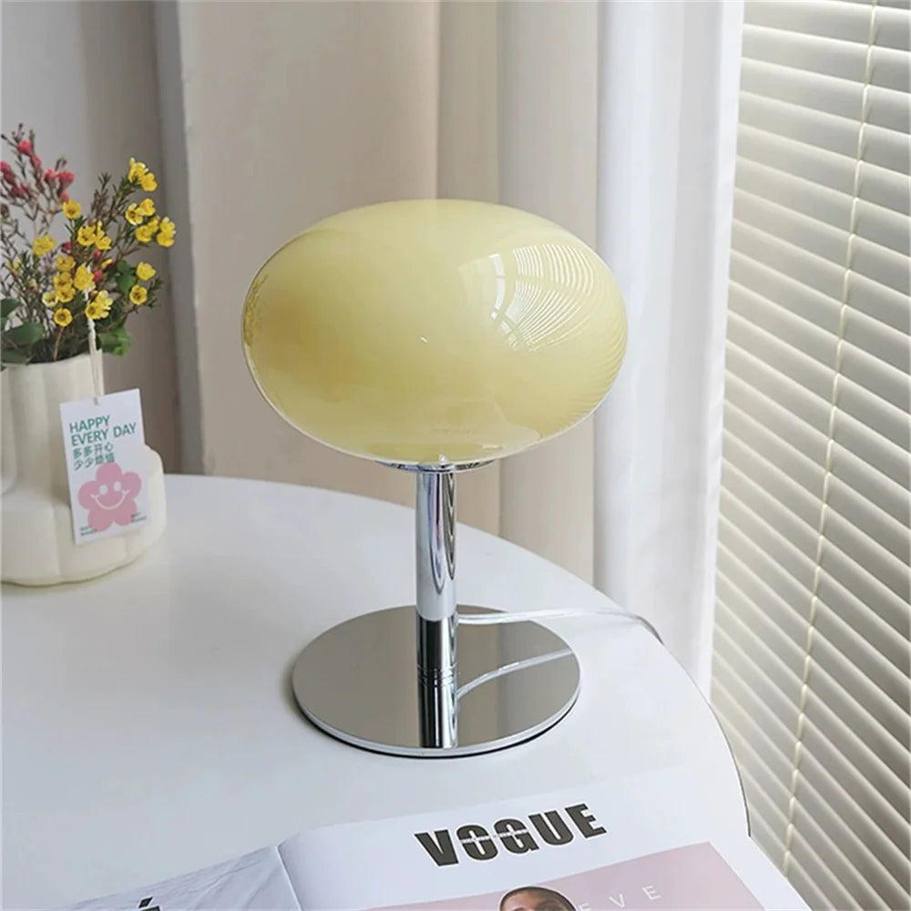Retro Cream Glass Table Lamp for Modern Living Rooms and Studies