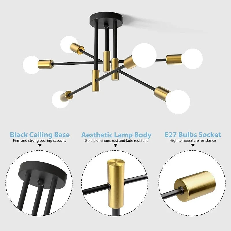 Industrial Wrought Iron Ceiling Chandelier for Modern Living Room Interiors