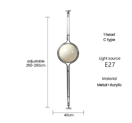 Modern Chrome and Acrylic Globe Floor Lamp for Hotel and Living Rooms