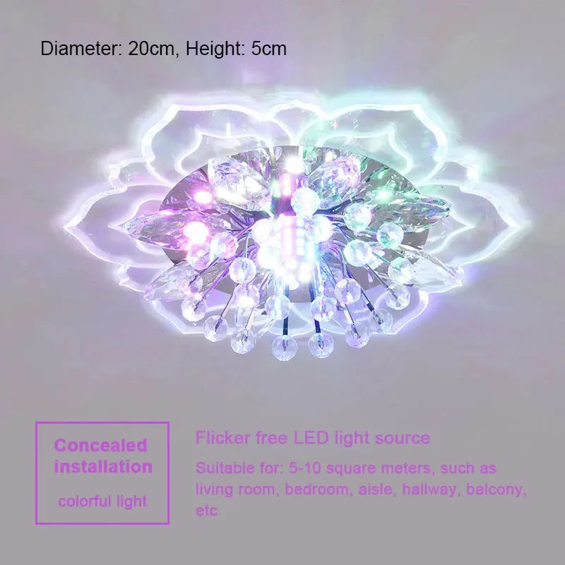 Floral Crystal LED Flush Mount Ceiling Light for Hallways and Living Rooms
