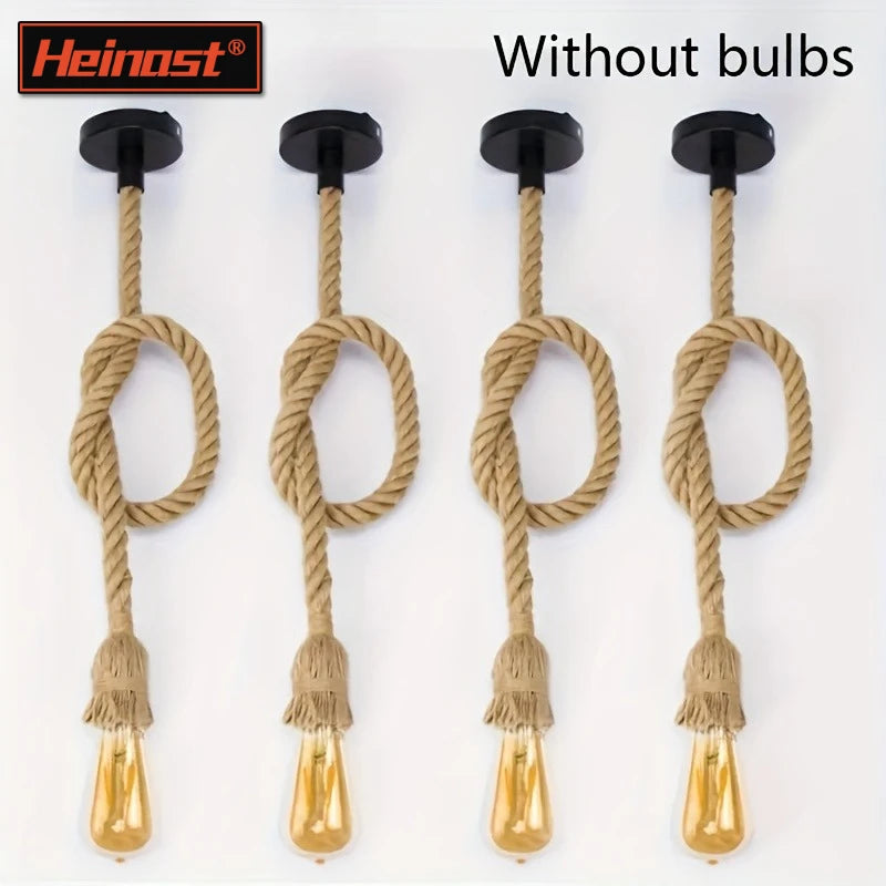 Vintage Hemp Rope Pendant Light for Industrial Lofts and Bars