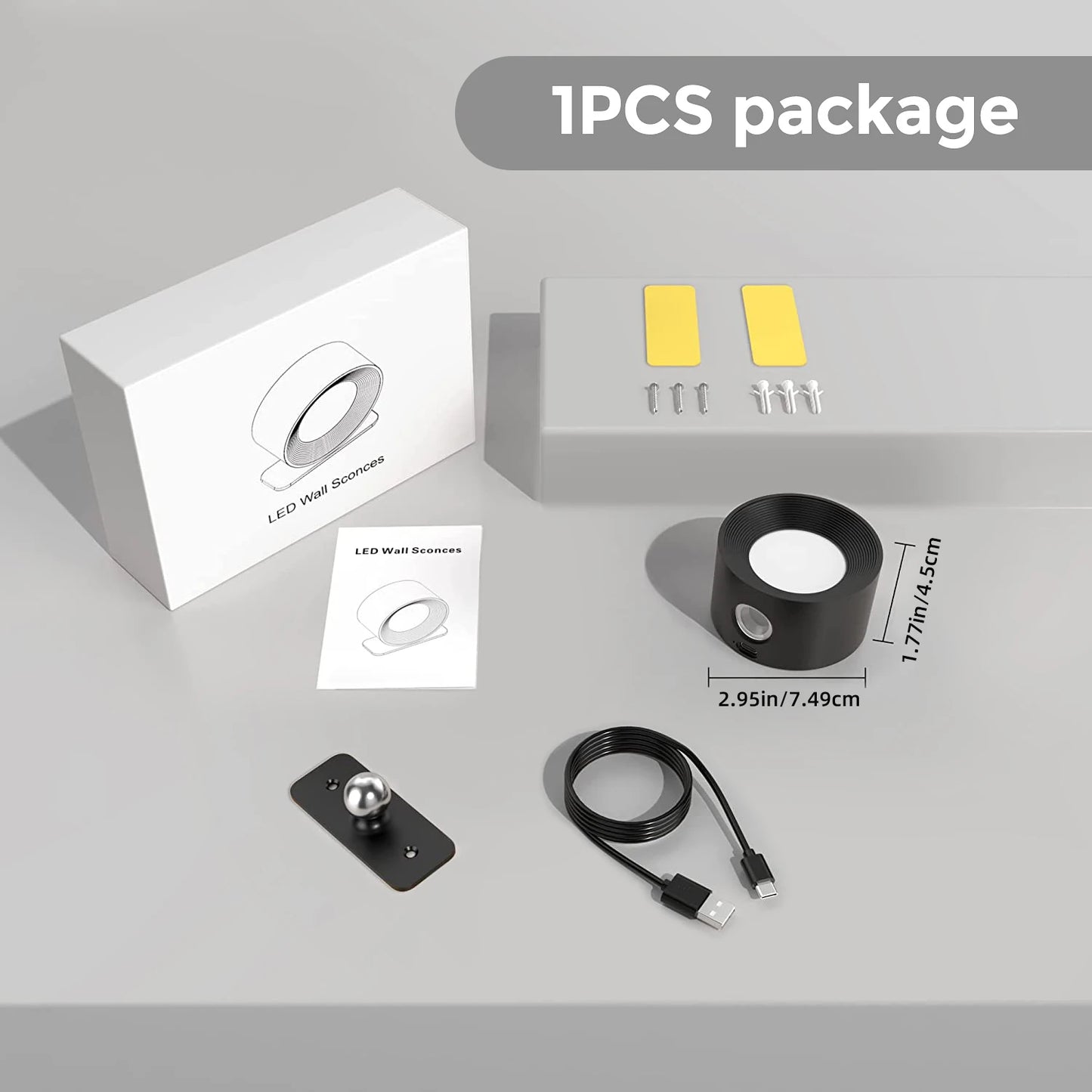 Modern Rotating Rechargeable LED Wall Lamp for Bedroom and Home Office
