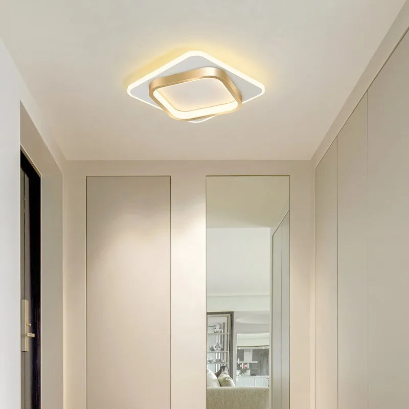 Modern Gold Metal LED Ceiling Light for Hallways and Staircases