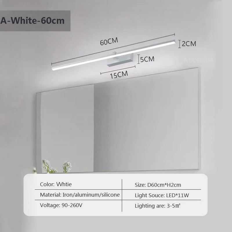 Modern LED Wall Strip Light for Bathroom Mirrors and Vanity Spaces