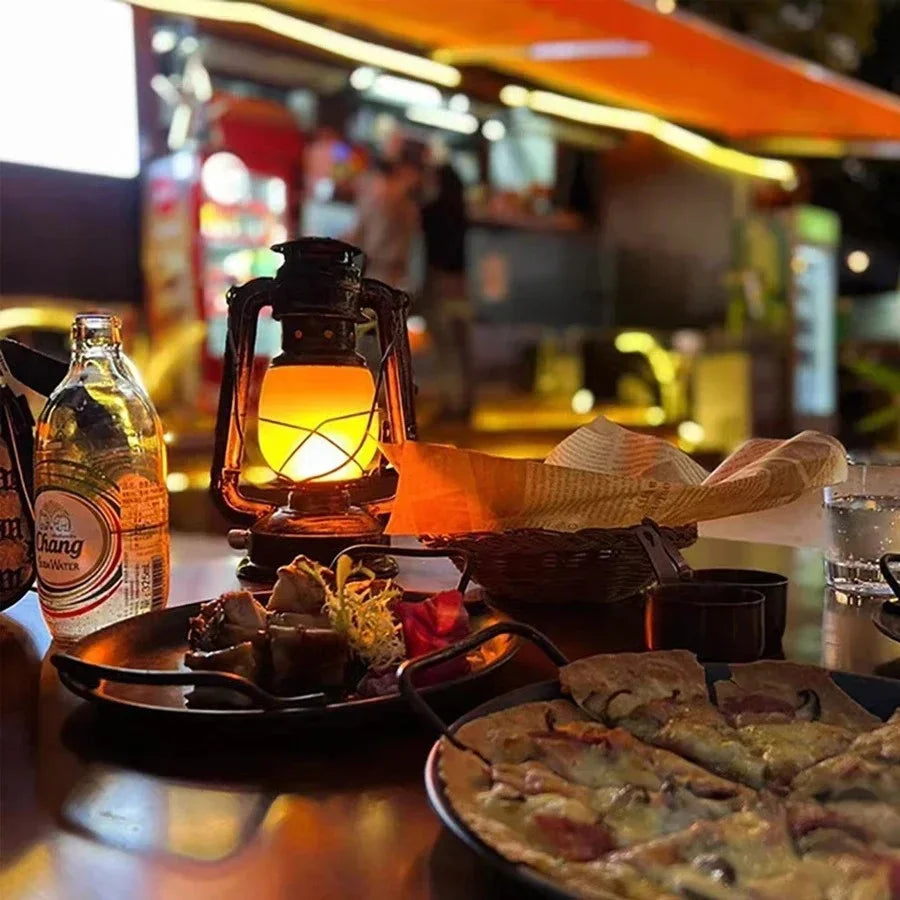Portable Vintage LED Table Lamp for Cafe Ambiance and Outdoor Living