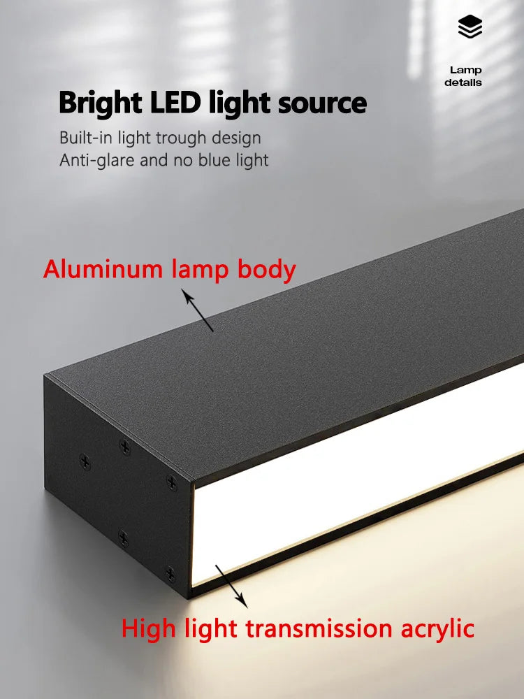 Minimalist LED Linear Ceiling Light for Modern Living Rooms and Offices