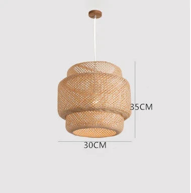 Handwoven Bamboo Pendant Light for Organic Dining Room and Bedroom Decor