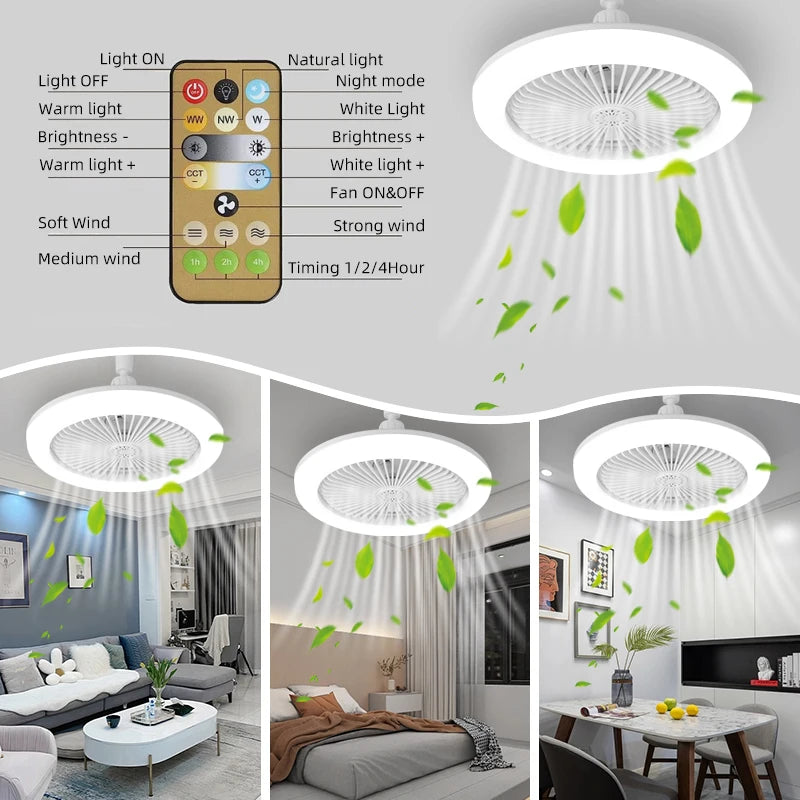 Modern Silent Ceiling Fan with Remote Control for Living Rooms