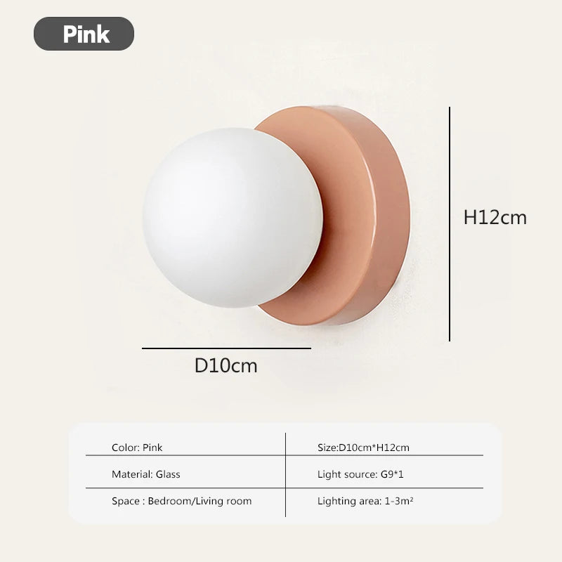 Nordic Glass Globe Wall Sconce for Modern Bedroom and Hallway Lighting