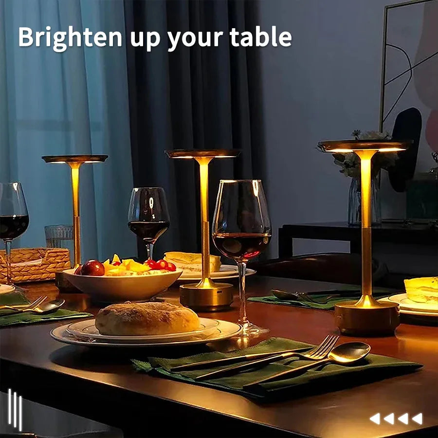 Portable Retro Rechargeable LED Table Lamp for Cafes and Bedside Tables