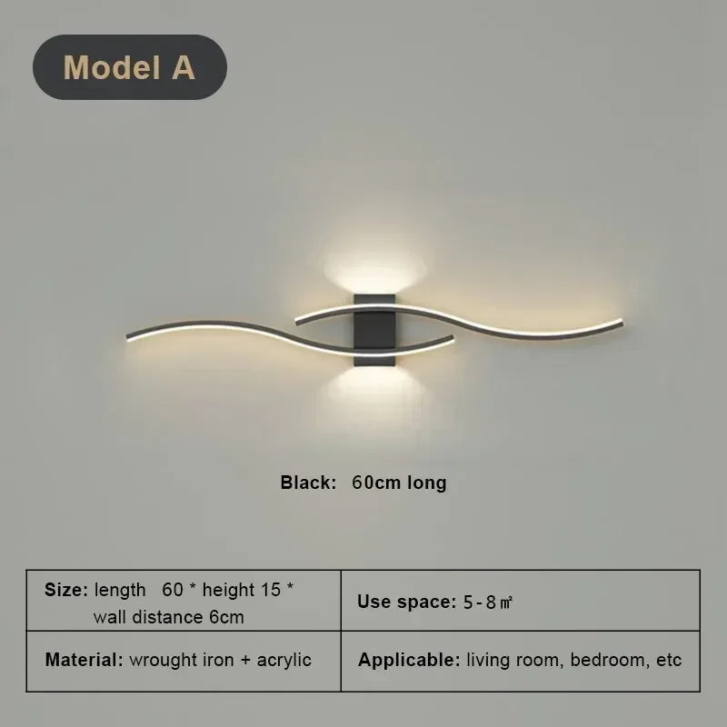 Modern LED Long Strip Wall Sconce for Living Rooms and Restaurants