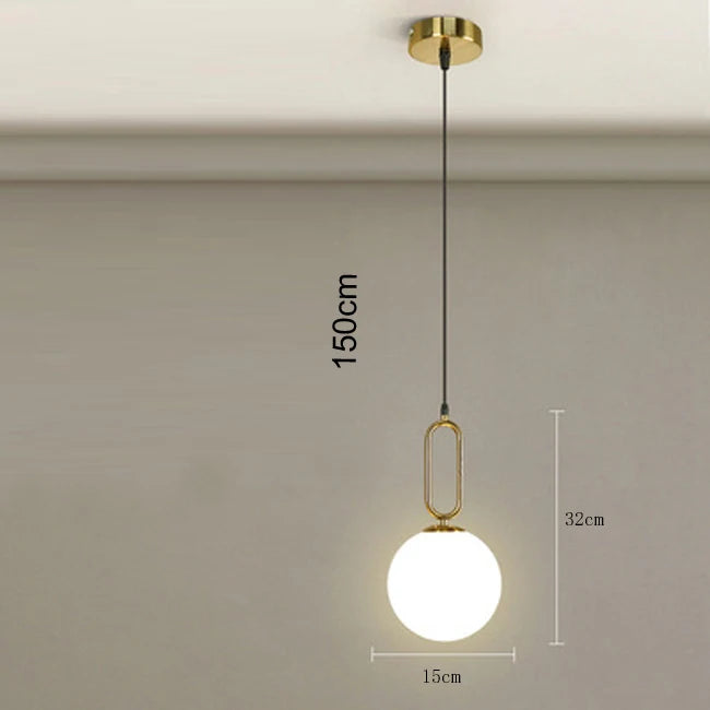 Nordic Glass Globe Pendant Light in Brass for Modern Dining Rooms