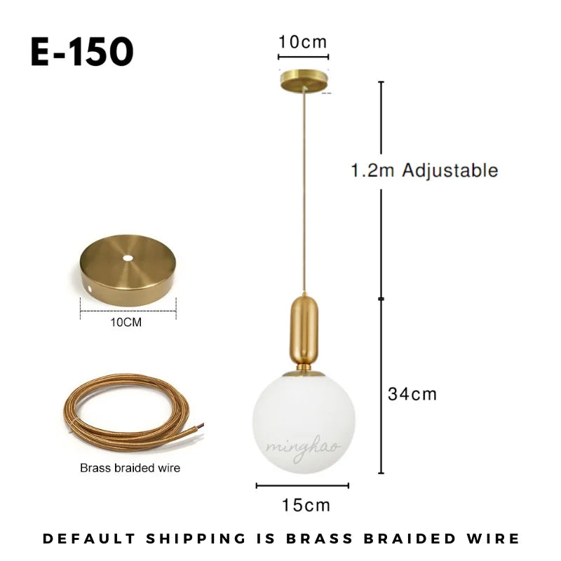 Modern Nordic Glass Globe Pendant Light for Dining and Living Rooms