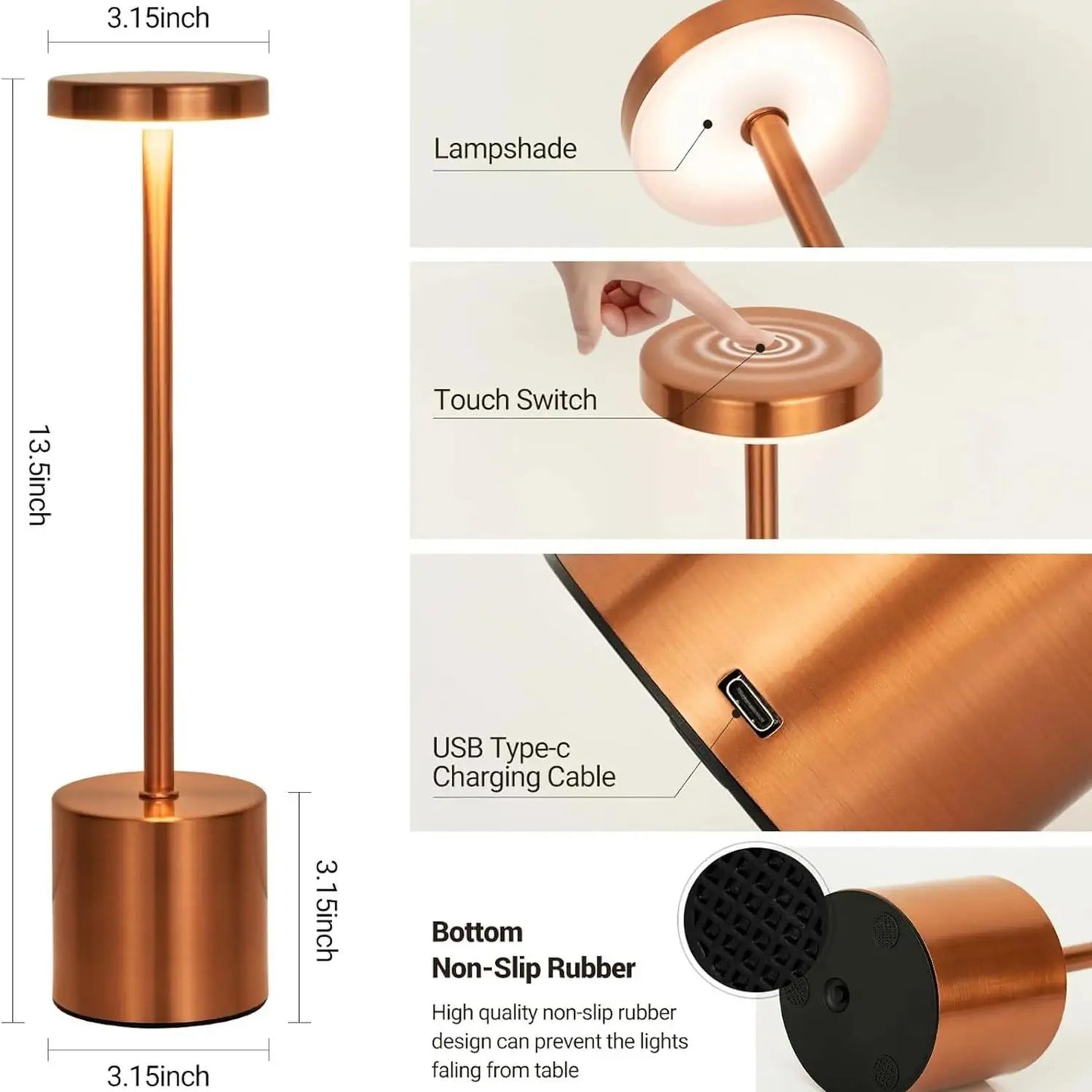 Wireless Rechargeable LED Table Lamp for Modern Restaurants and Hotels