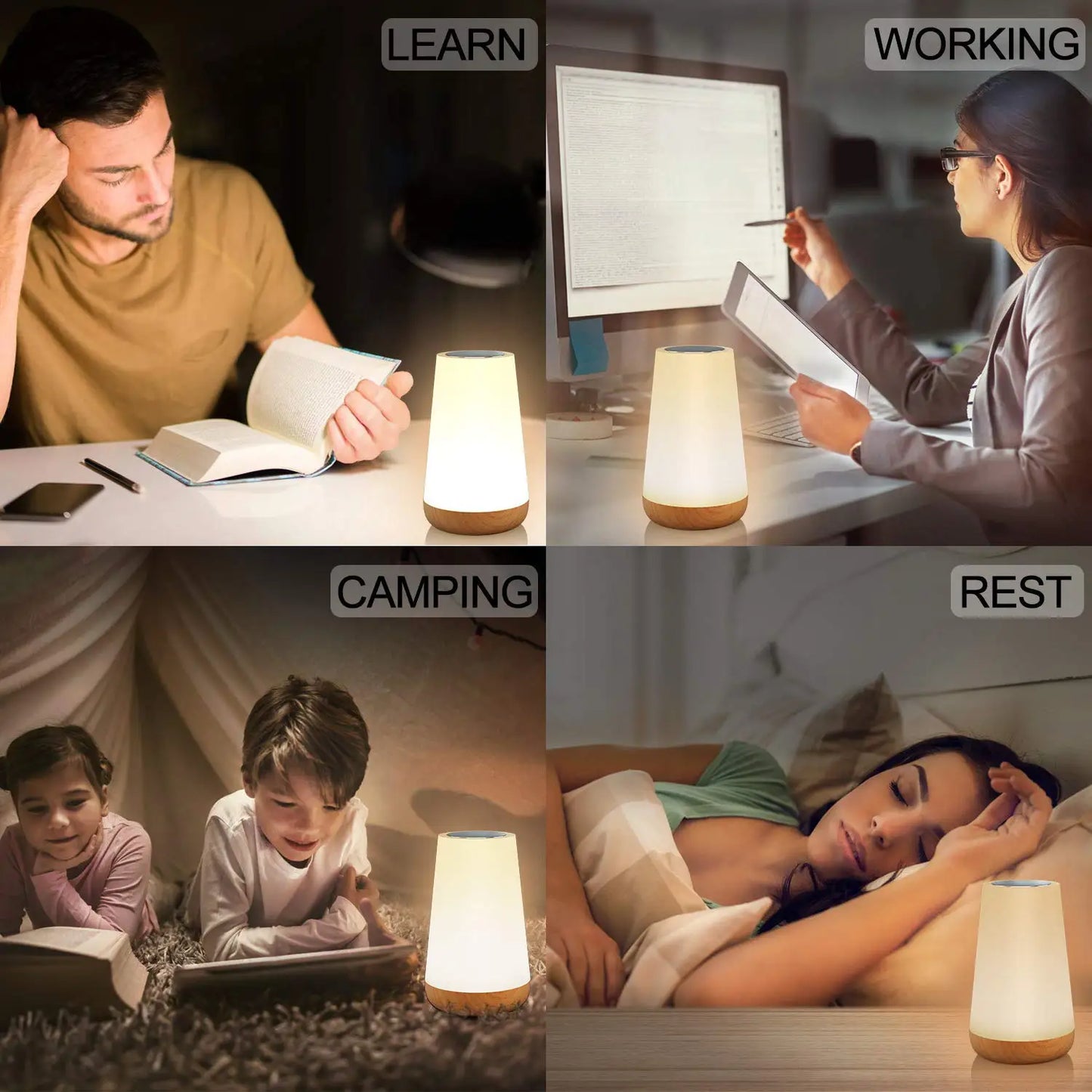 Portable RGB Color Changing Table Lamp with Remote for Bedrooms and Cafes
