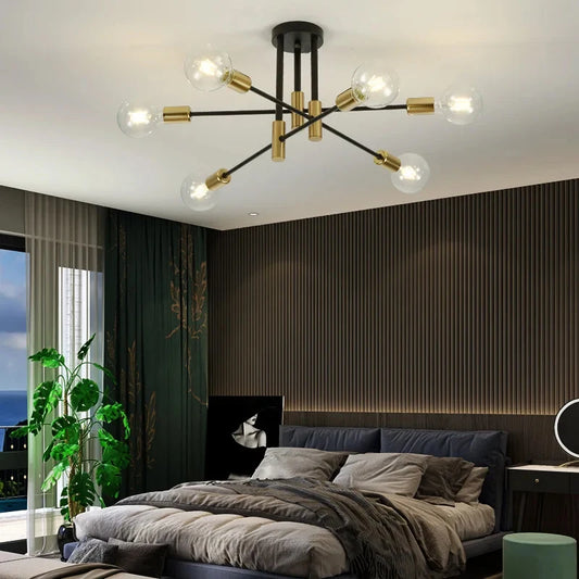 Industrial Wrought Iron Ceiling Chandelier for Modern Living Room Interiors