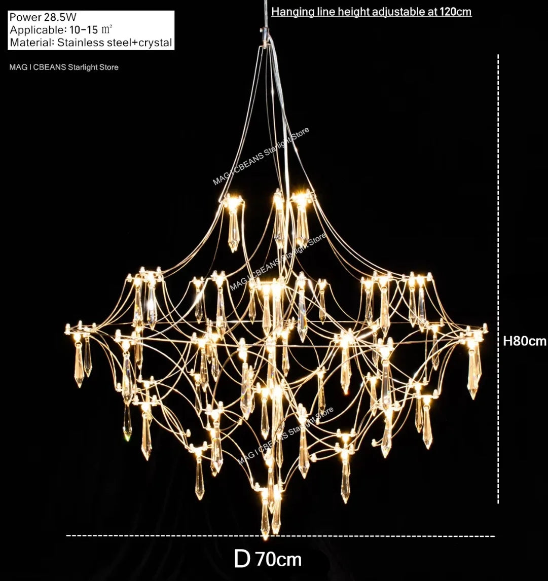 Luxury Starry Crystal Chandelier for Modern Hotel Lobbies and Elegant Dining Spaces