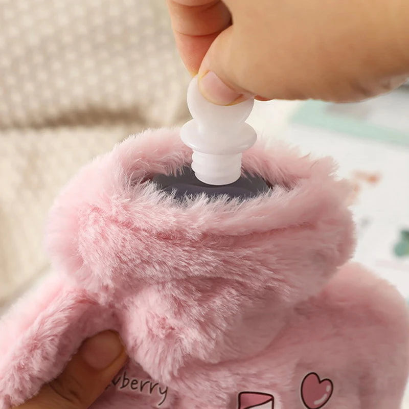 Mini Wärmflasche mit Plüschbezug 250 ml Handwärmer für Kinder und unterwegs