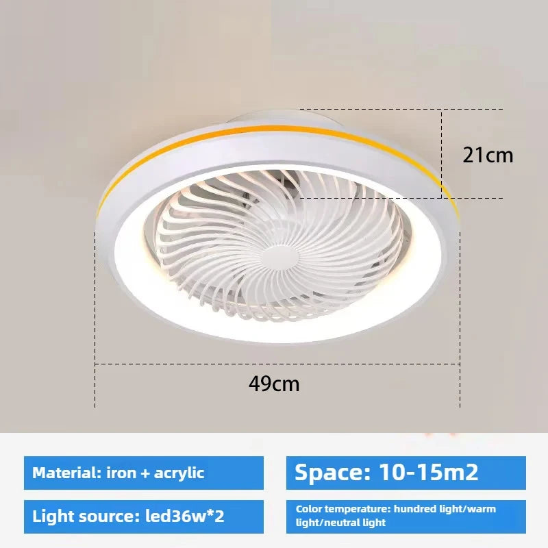Modern Enclosed Ceiling Fan Light with Rotating Head for Living and Dining Rooms