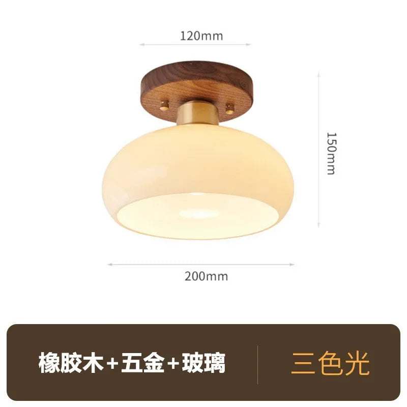 Solid Walnut and Brass Ceiling Light for Modern Entryways and Hallways
