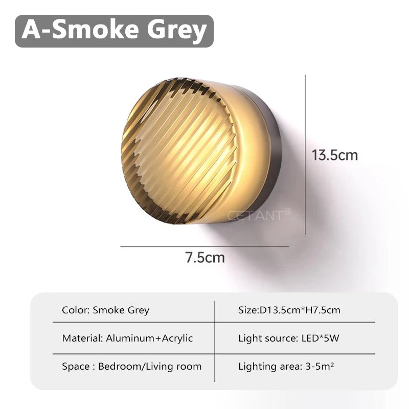 Modern LED Wall Sconce with Amber Glass for Elegant Living Spaces