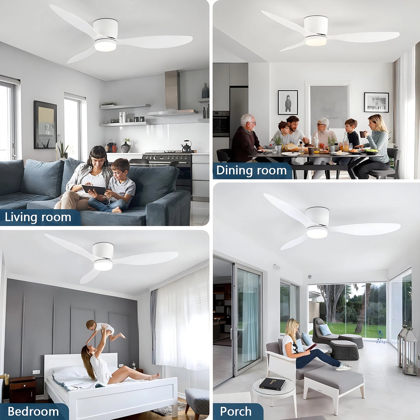Modern Ceiling Fan with Integrated LED Light and Remote Control