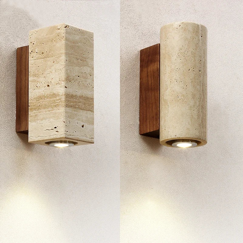 Wabi Sabi Travertine Wall Sconce for Minimalist Living Rooms and Bedrooms