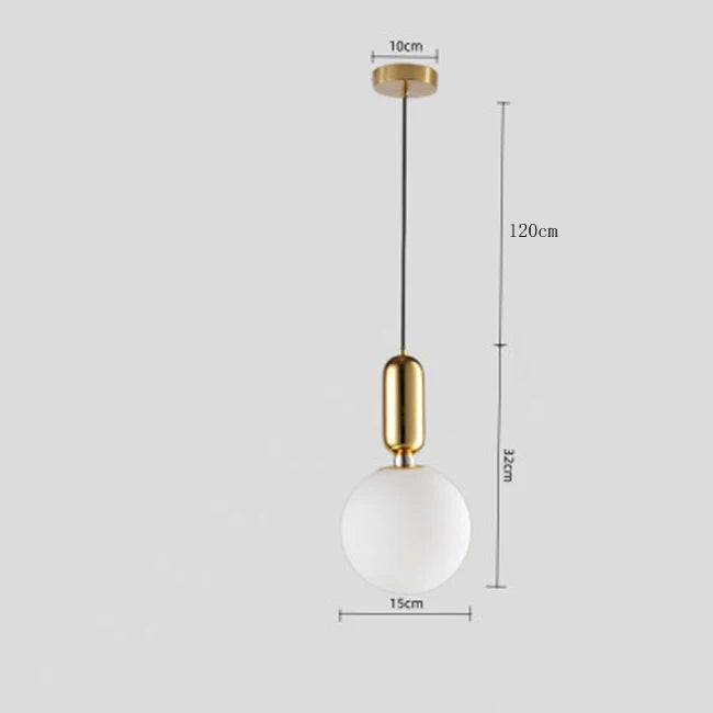 Nordic Glass Globe Pendant Light in Brass for Modern Dining Rooms