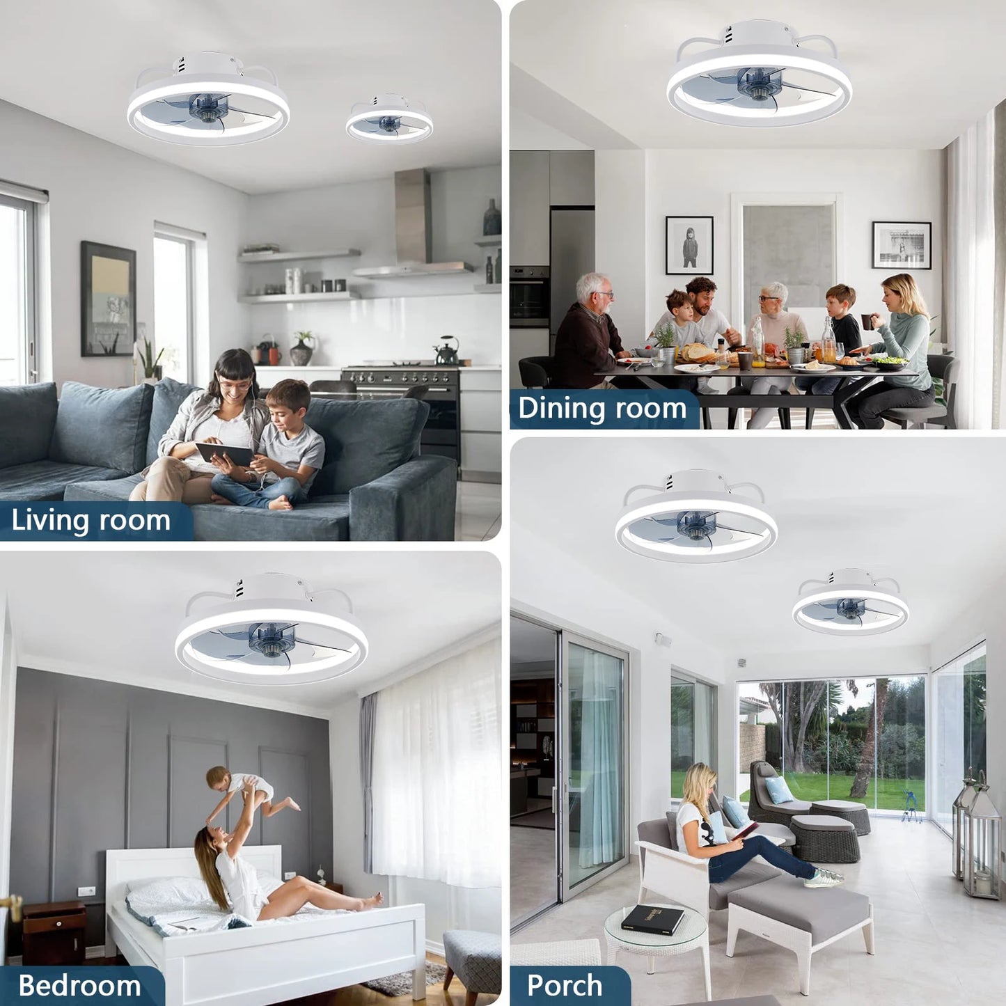 Modern LED Ceiling Fan with Remote for Quiet Living Room Ambience