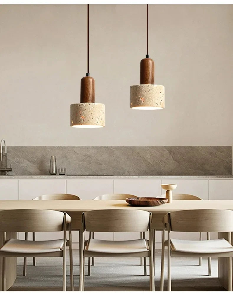 Wabi Sabi Travertine Pendant Light for Dining Rooms and Kitchen Islands