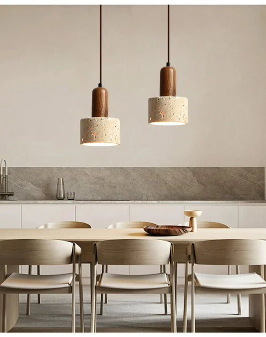 Wabi Sabi Travertine Pendant Light for Dining Rooms and Kitchen Islands