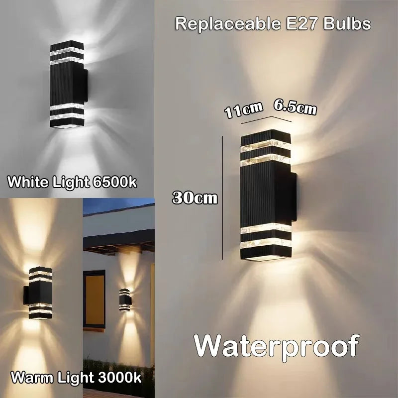 Modern Up and Down Outdoor Wall Sconce for Porch and Garden